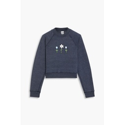 Cropped embroidered cotton-fleece sweatshirt