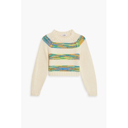Cropped space-dyed striped cotton sweater