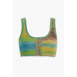 Striped brushed knitted bra top