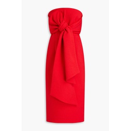 Andie strapless bow-embellished cloque midi dress