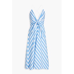 Nini knotted striped cotton-blend poplin midi dress