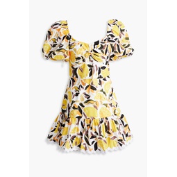Amarilla printed cotton-poplin mini dress