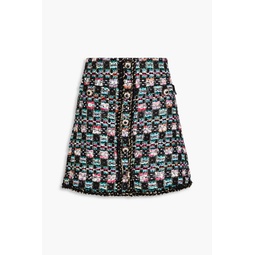 Jacques button-embellished tweed mini skirt