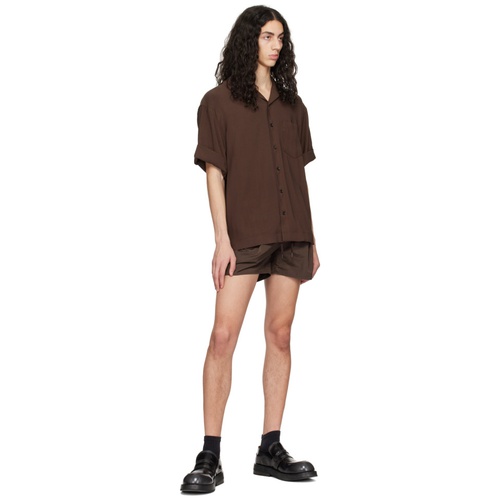  Brown Camp Collar Shirt 231775M192011