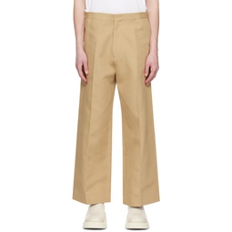 Beige Relaxed Fit Trousers 231775M191000