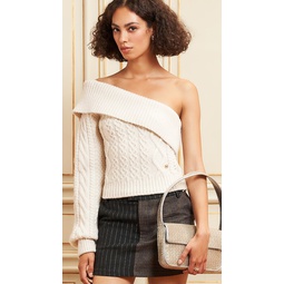 One Shoulder Chunky Cable Knit Top