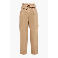 Pleated stretch-cotton twill tapered pants