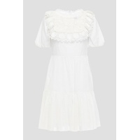 Guipure lace-paneled cotton-voile mini dress