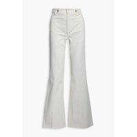 Cotton-blend twill flared pants