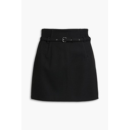Skirt-effect belted twill shorts