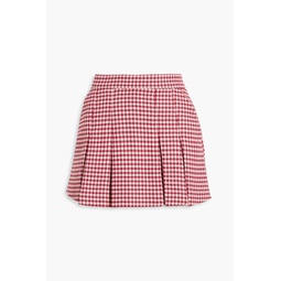 Skirt-effect houndstooth tweed shorts