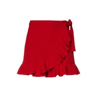 Skirt-effect ruffled crepe shorts