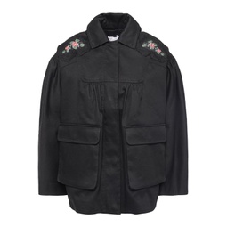 Embellished printed cotton-gabardine hooded jacket