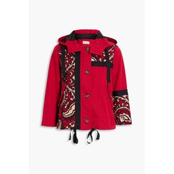 Embroidered cotton-twill hooded jacket