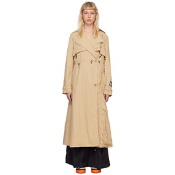 Tan Cinched Trench Coat 231115F067003
