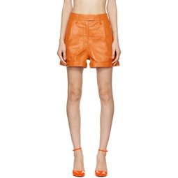 Orange Paola Leather Shorts 222985F088005
