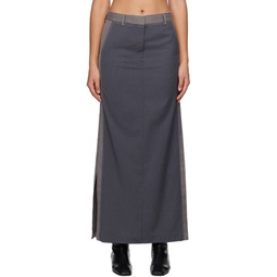 Gray Two Color Maxi Skirt 241985F093000