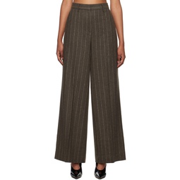 Brown Pinstripe Wide Trousers 232985F087001