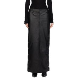 Black Press Stud Leather Maxi Skirt 232985F093000