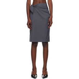 Gray Tied Suiting Midi Skirt 241985F092002