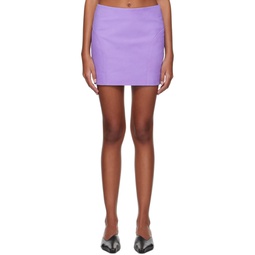 Purple Embossed Leather Miniskirt 231985F090001