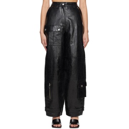Black Crinkled Leather Pants 231985F084001