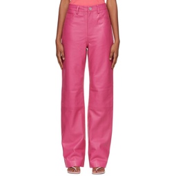 Pink Lynn Leather Pants 222985F084006