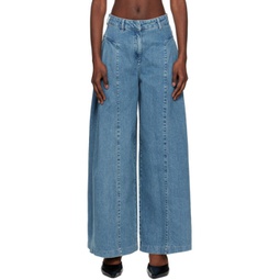 Blue Pleated Jeans 241985F069001