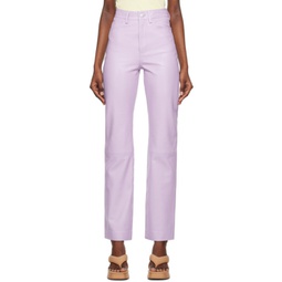 Purple Straight-Leg Leather Pants 231985F084004