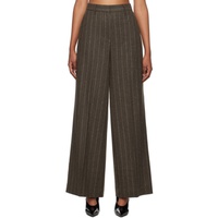 Brown Pinstripe Wide Trousers 232985F087001