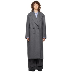 Gray Double Breasted Coat 232144F059014