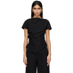 Black Draped Blouse 241144F107029