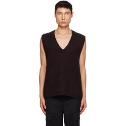 Brown V Neck Vest 232144M206003