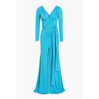 Ruched glittered jersey gown