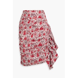 Felicity ruffled printed cotton-blend poplin skirt