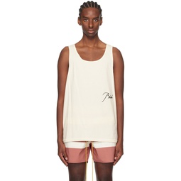Off White Embroidered Tank Top 241923M214000