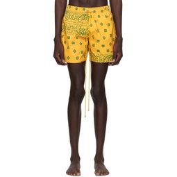 Yellow Bandana Swim Shorts 241923M208000