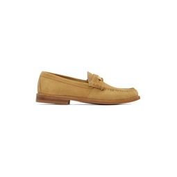 Beige Suede Penny Loafers 232923M231002