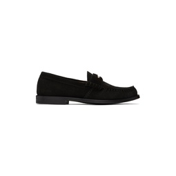 Black Suede Penny Loafers 232923M231001