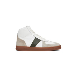 White   Gray Paneled Sneakers 231923M236014
