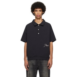 Black Embroidered Polo 241923M212007