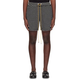 Black   White Striped Shorts 241923M193027