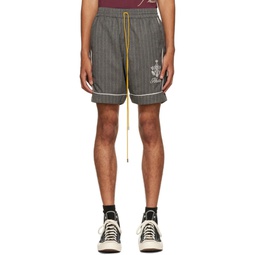 Gray Pinstripe Shorts 222923M193007