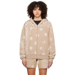 Beige Jacquard Hoodie 241923F097007