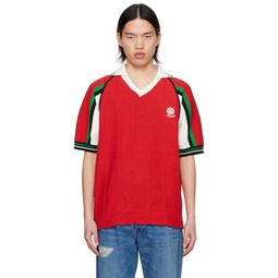 Red Soccer Jersey Polo 241223M212001