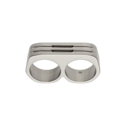 Silver Double Grill Ring 241232M147001