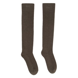 Brown Cotton Mid Calf Socks 221232M220007