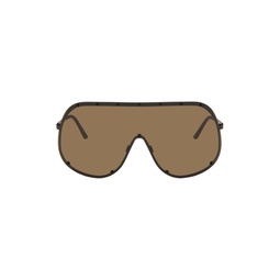 Black   Brown Shield Sunglasses 241232F005008