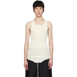 Off White Ribbed Tank Top 241232M214004