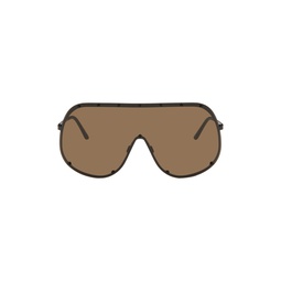 Black   Brown Shield Sunglasses 241232M134015